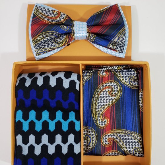 R. Lewis Other - Robert Lewis Blue Bow Tie Hanky Socks Box 3 Set